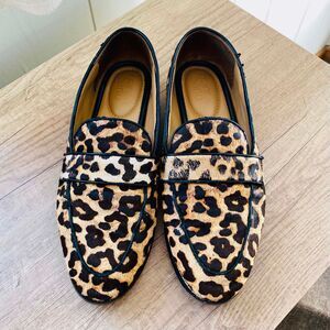 Franco Sarto Leopard Print Calf Hair Loafers Women's Flats Animal Print 8.5